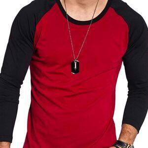  NWT Sonoma Men Black Long sleeves  Red T-Shirt Round Neck Size L
